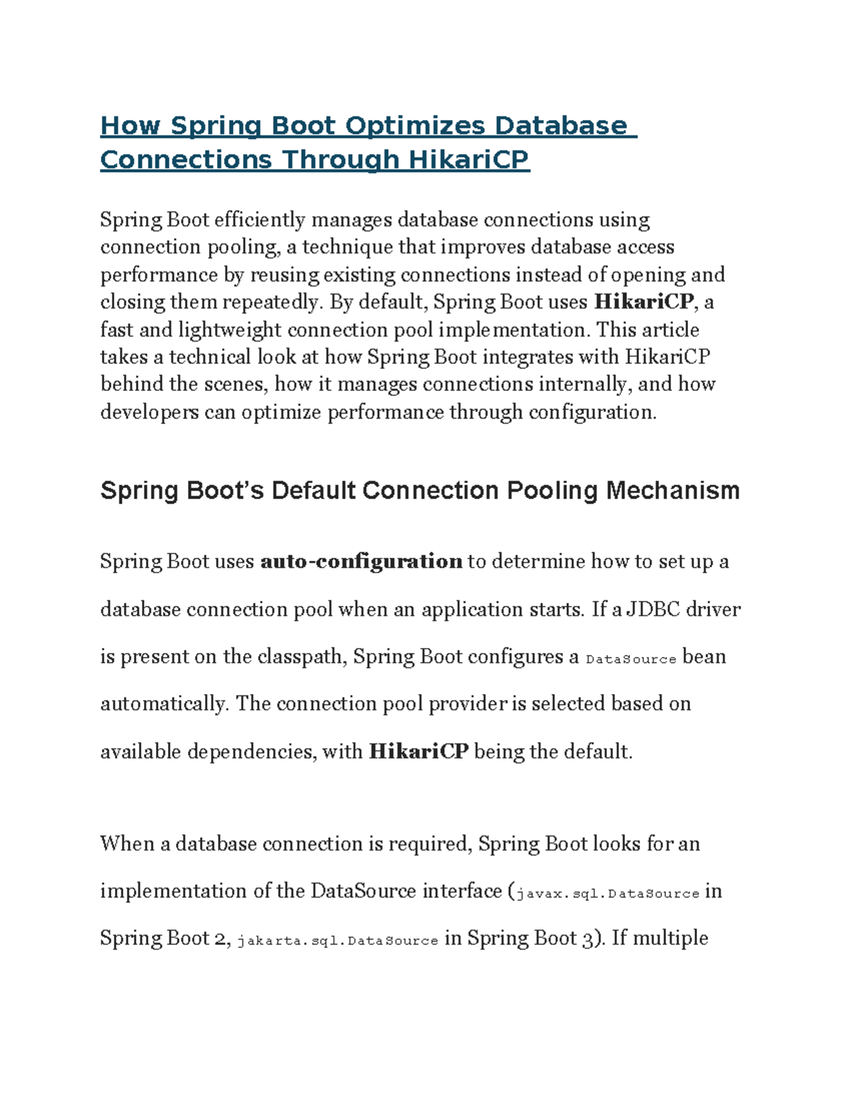 Spring Boot & HikariCP: Optimizing Database Connections in JPA - Studocu