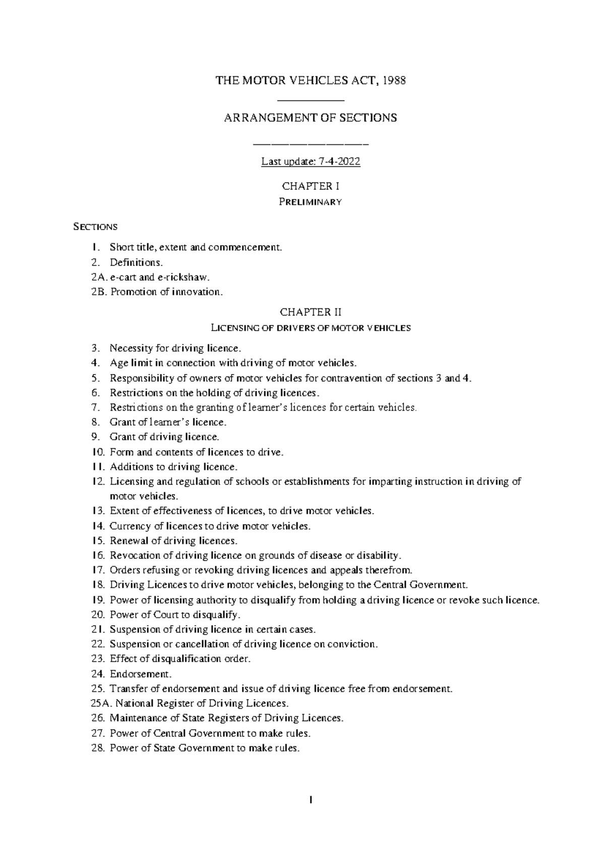 Motor Vehicles Act, 1988: Comprehensive Overview of Sections - Studocu