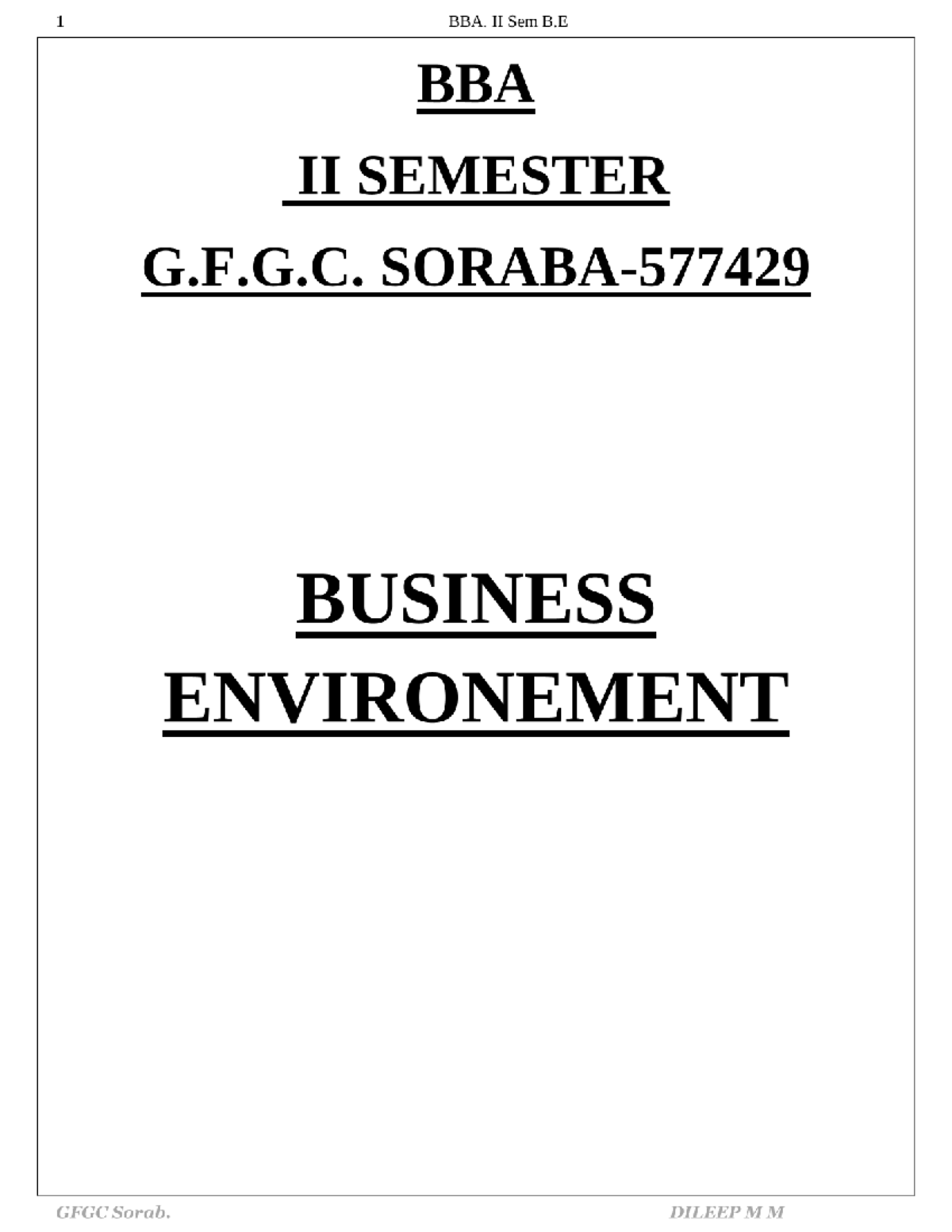 BBA II Sem BE - Business Environment Notes and Syllabus Overview - Studocu