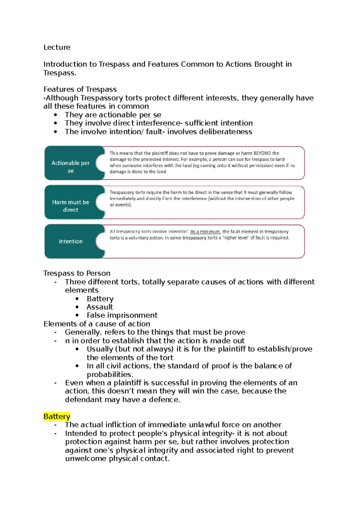 Lecture - Week 3: Understanding Trespass to Land and Possessory Rights ...