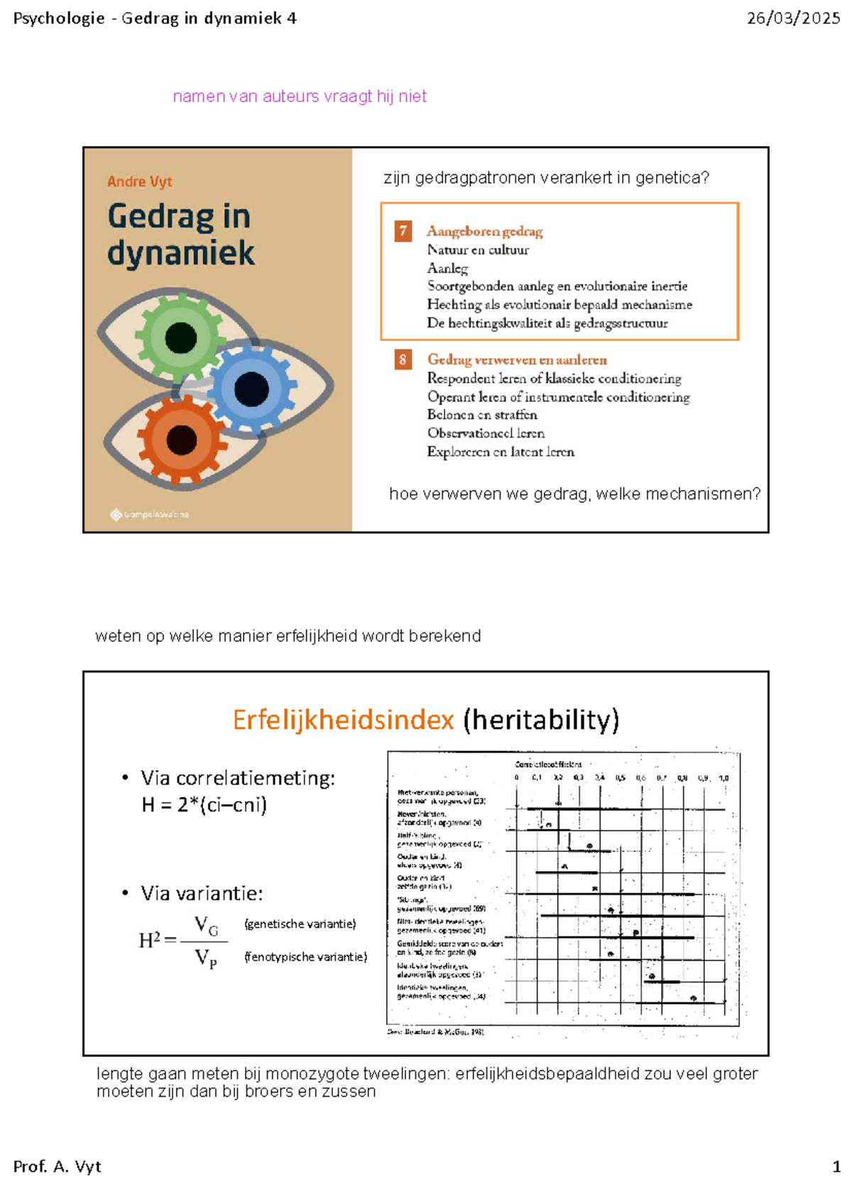 GDYN4 Psychologie: Gedrag in Dynamiek - Lesnotities en Handouts - Studocu