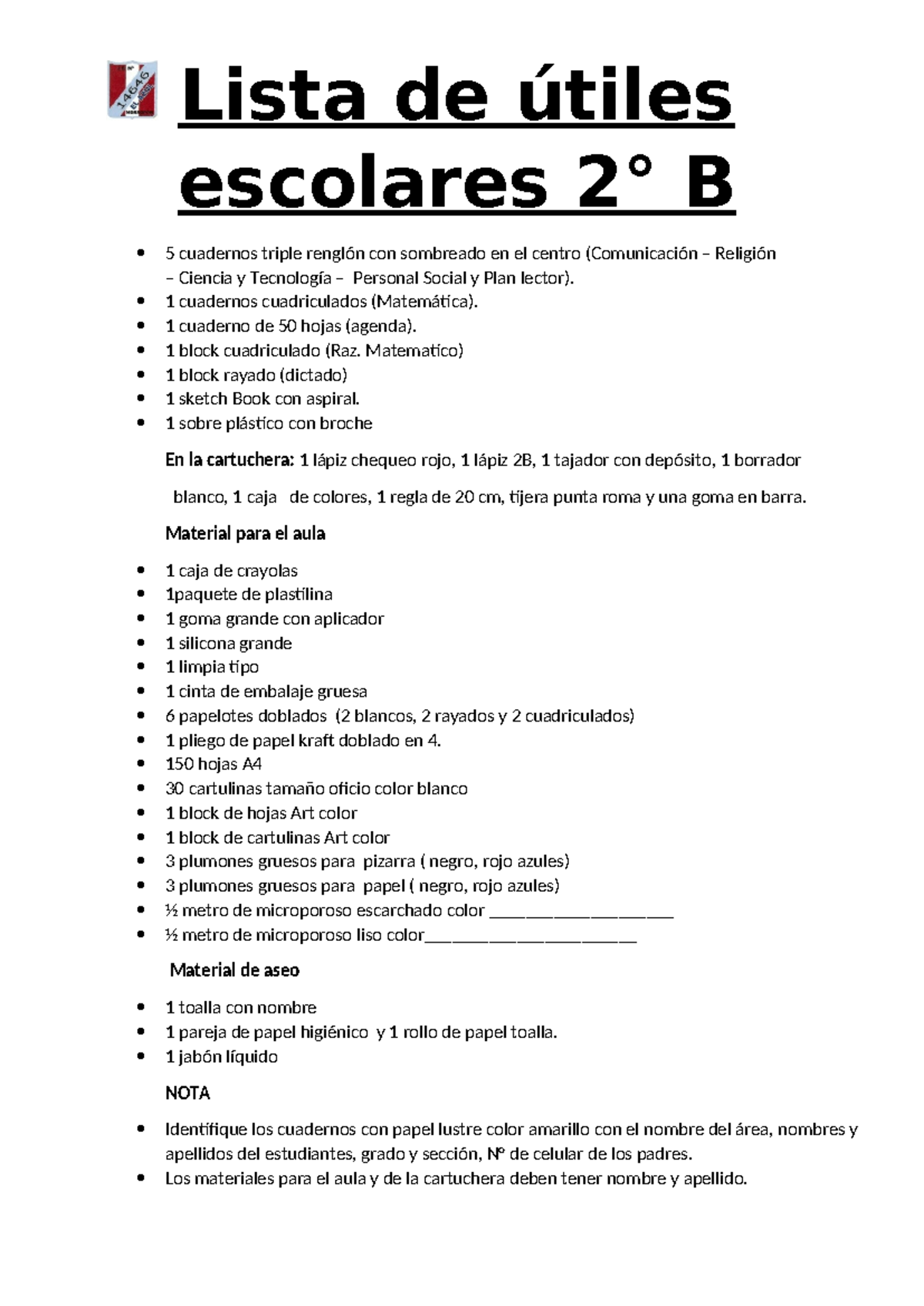 Lista de Útiles Escolares 2do Grado 2025 - Materiales y Requisitos ...