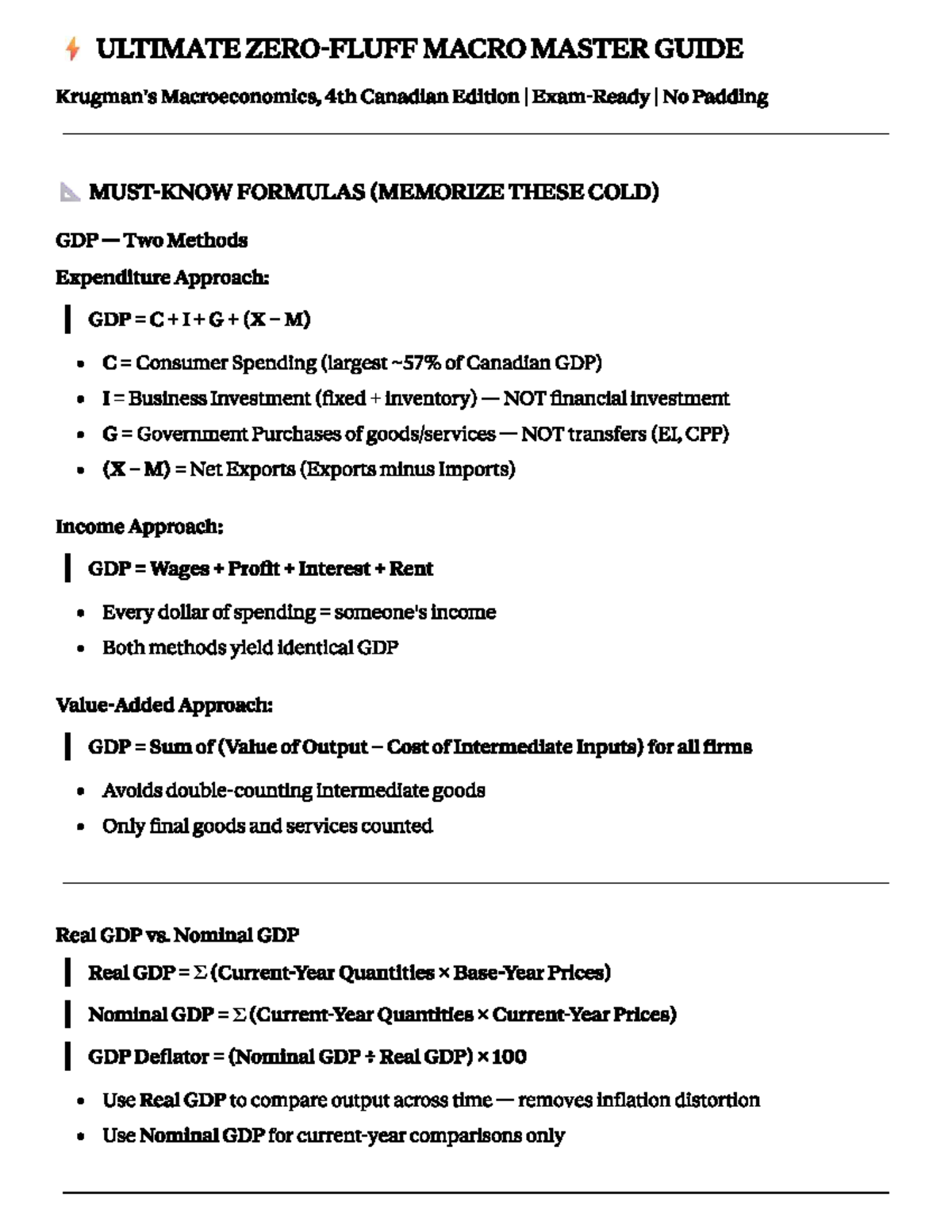 Ultimate Macroeconomics Study Guide (MACRO 201) - Key Concepts ...