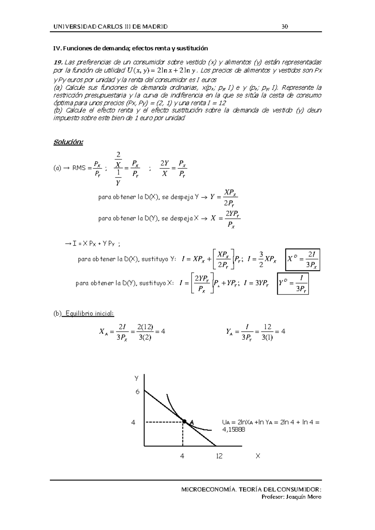 Soluciones de Ejercicios: Efecto Renta y Sustitución - Microeconomía ...