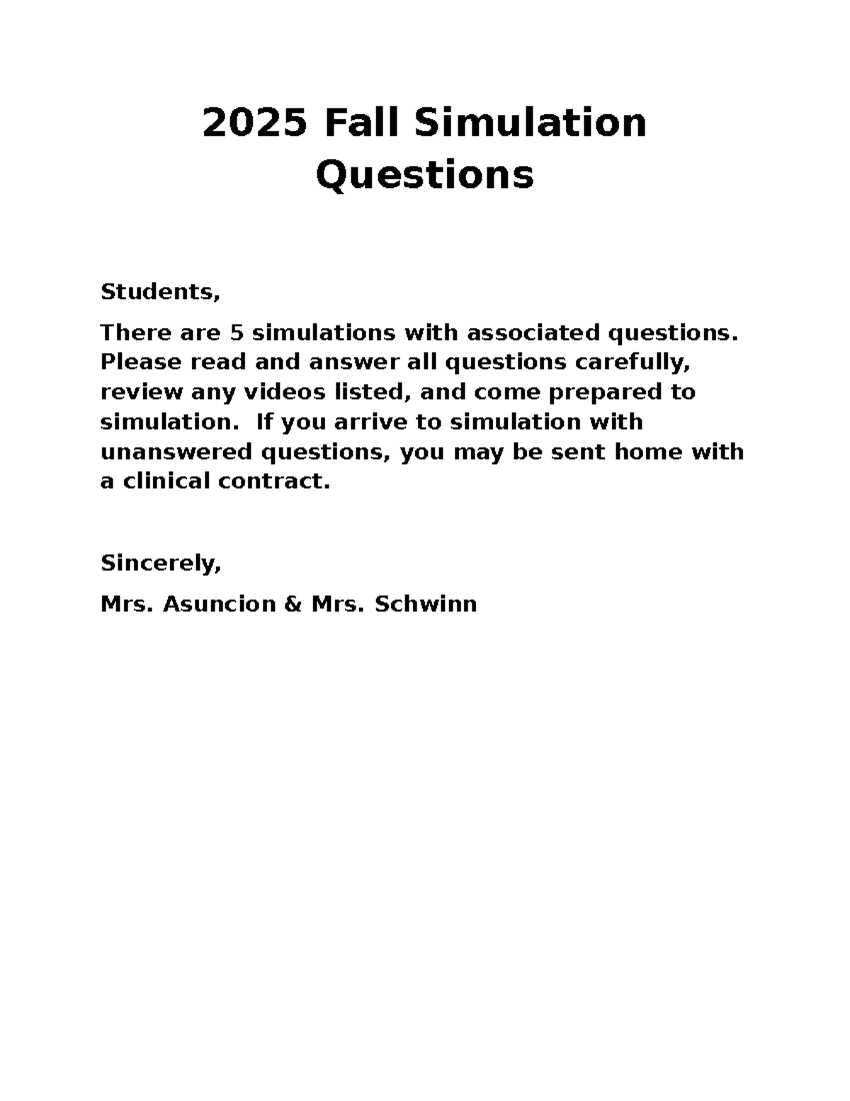 2025 Fall Simulation Questions - Final Exam Review - Studocu