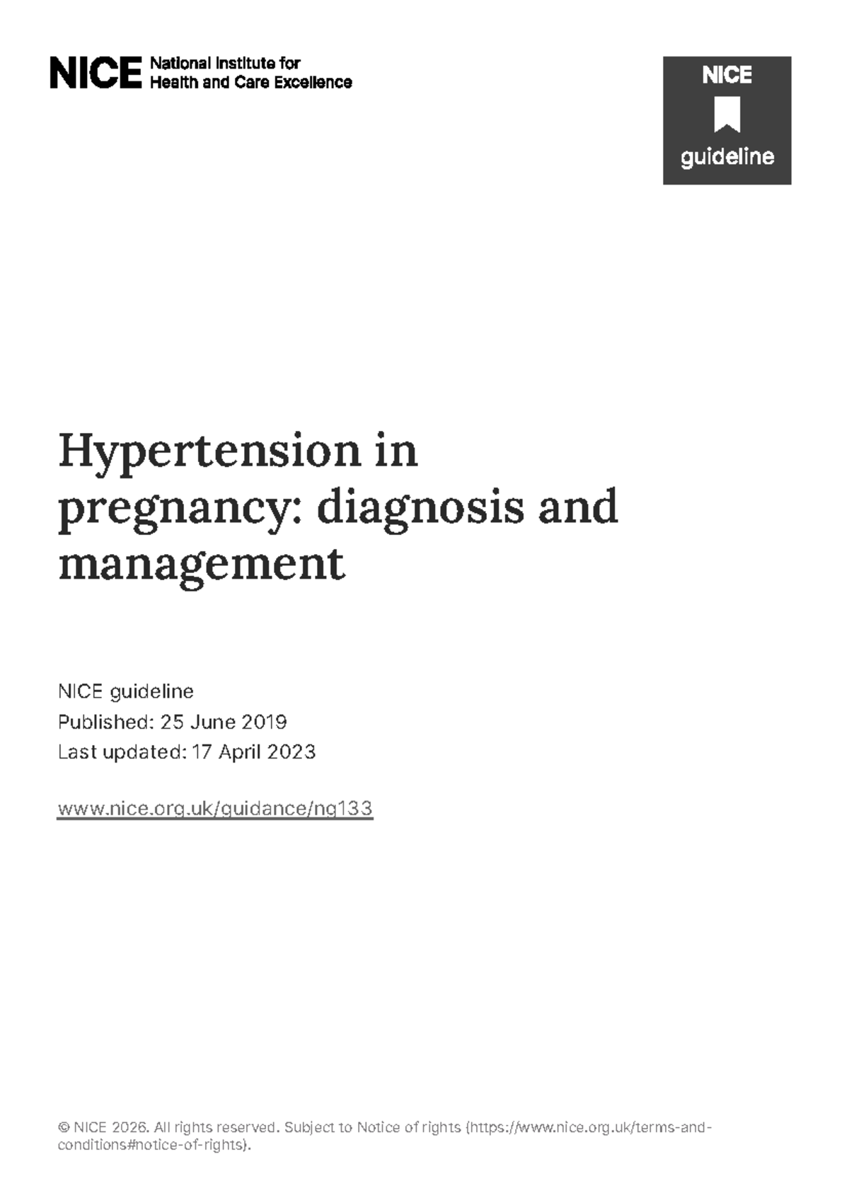 Hypertension in Pregnancy: Diagnosis & Management (NG133) Guidelines ...