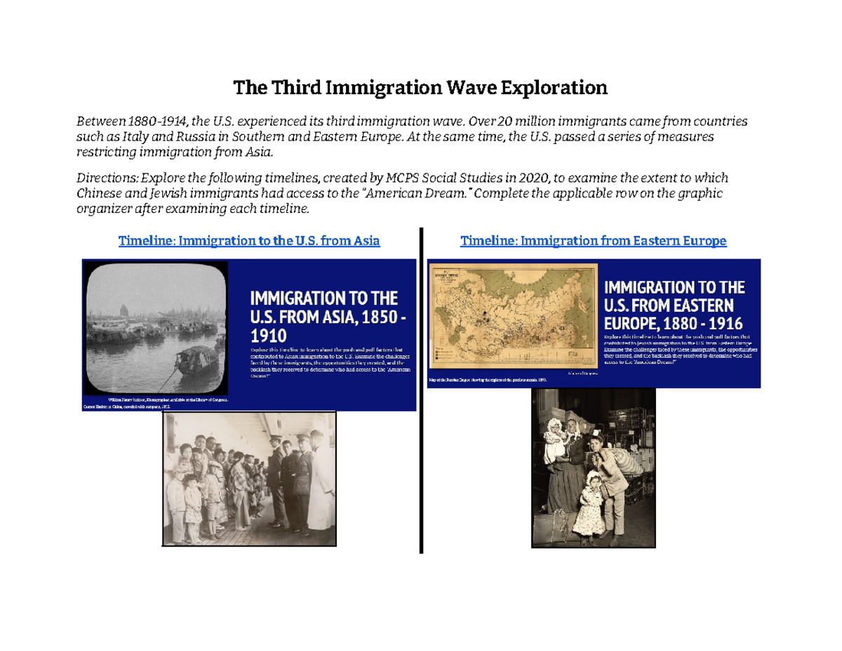 Copy of The Third Immigration Wave Exploration - The Third Immigration ...