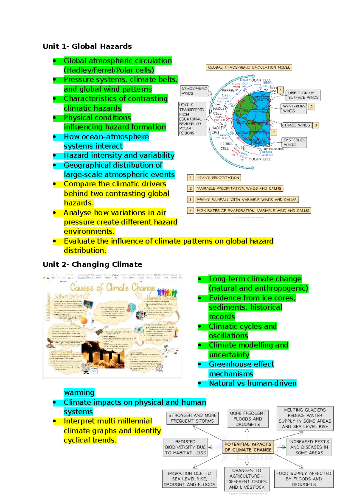 GEOG 101: Study Guide on Global Hazards, Climate Change, and UK ...
