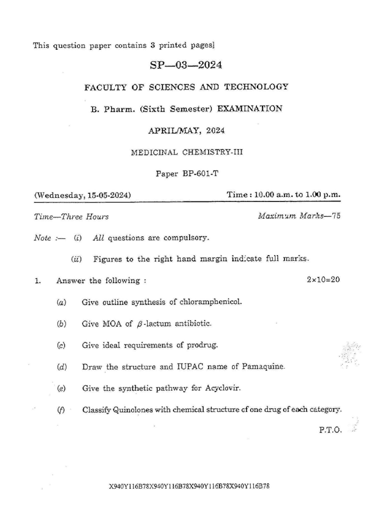 B.Pharm 6th Sem Exam 2024: Medicinal, Herbal, Biopharmaceutics & QA ...