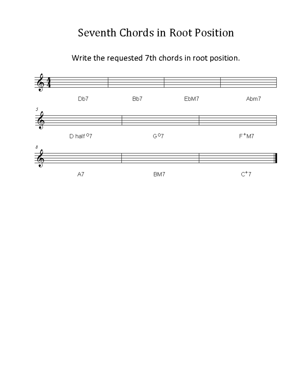 APMus The 19 7th Chords 7th Chord Root Position Assignment - 4 Seventh ...