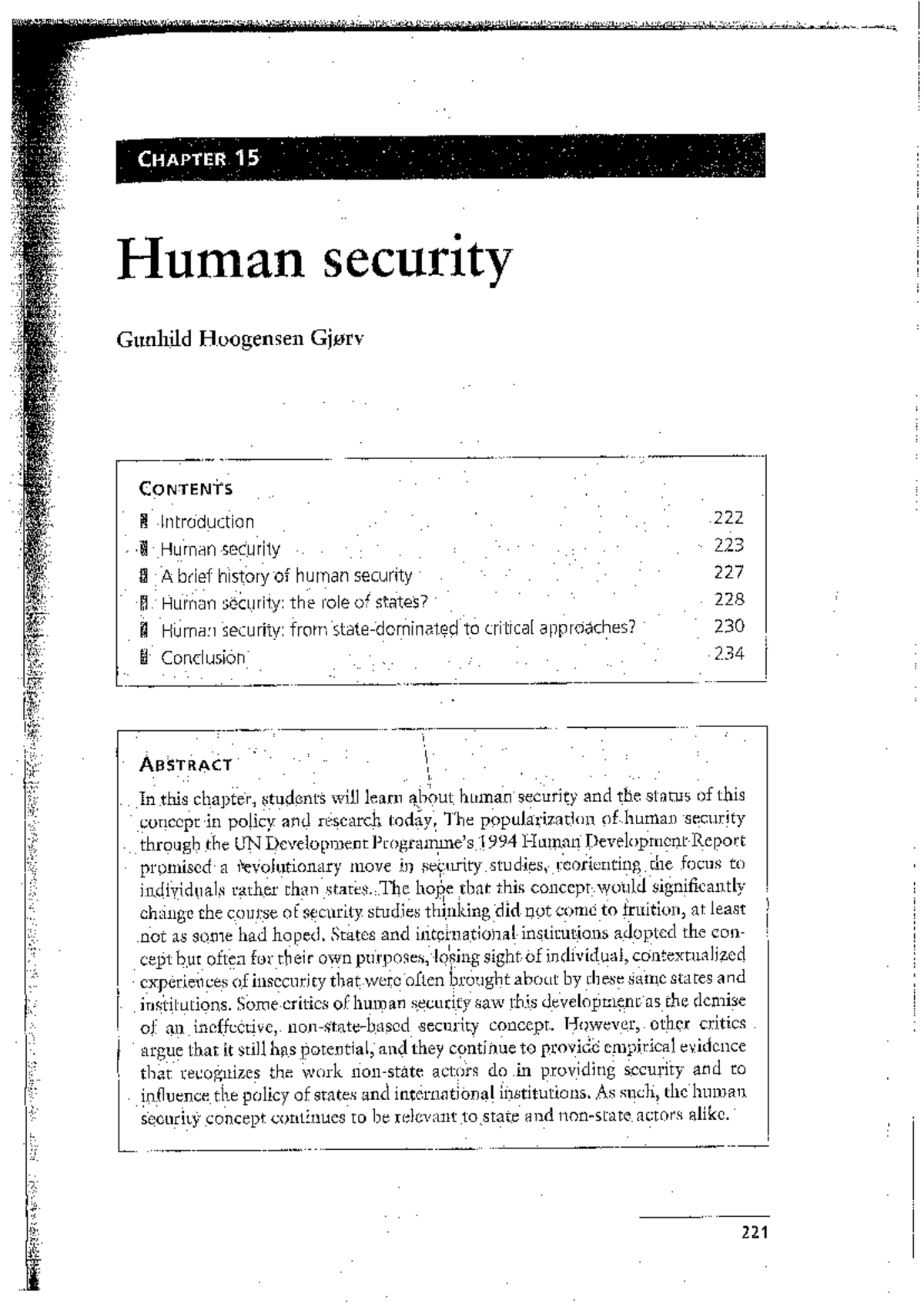 CHAPTER 15: Human Security - Insights and Critiques (3rd Ed.) - Studocu