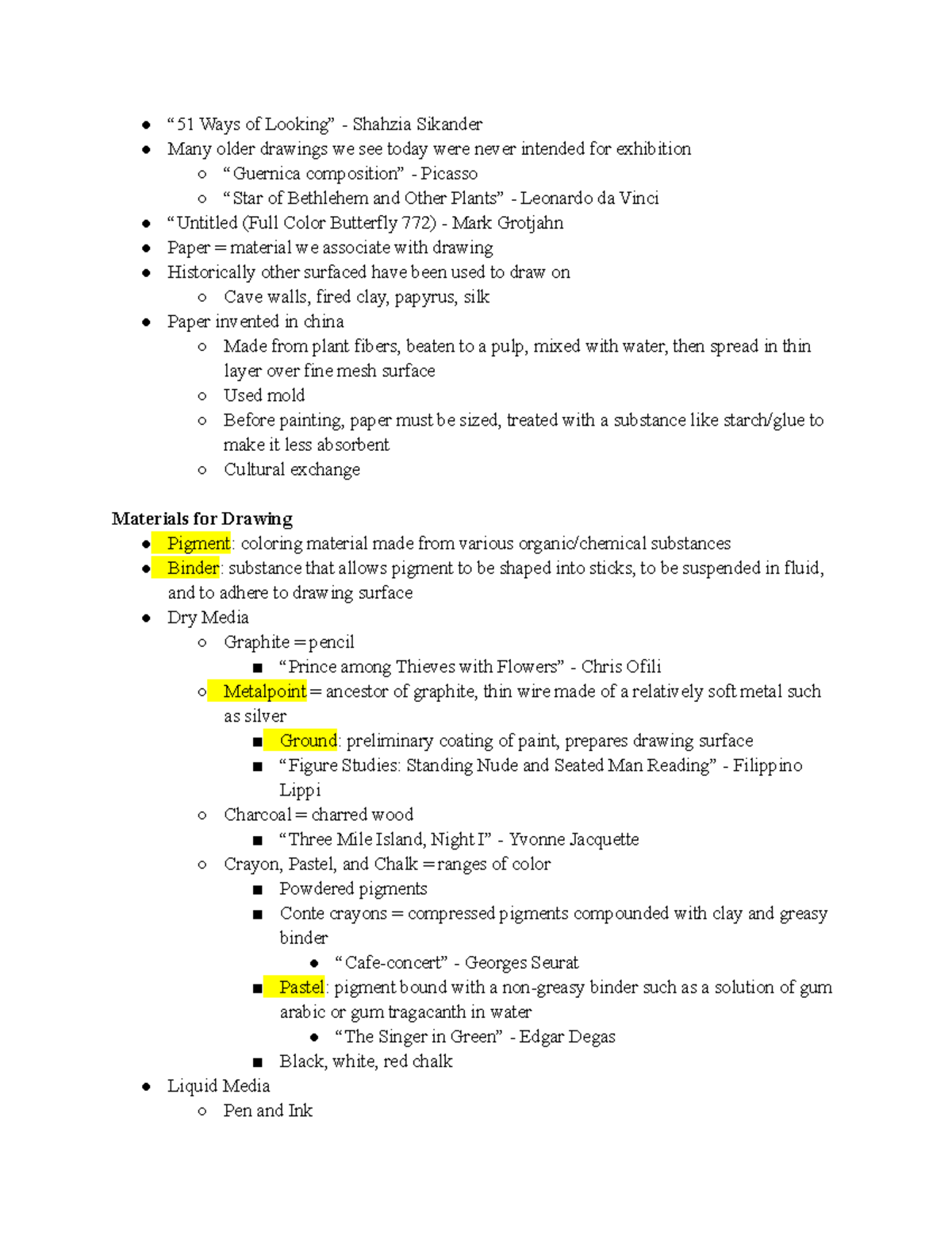 ART 200 - Chapter 6 Drawing Notes on Techniques and Materials - Studocu