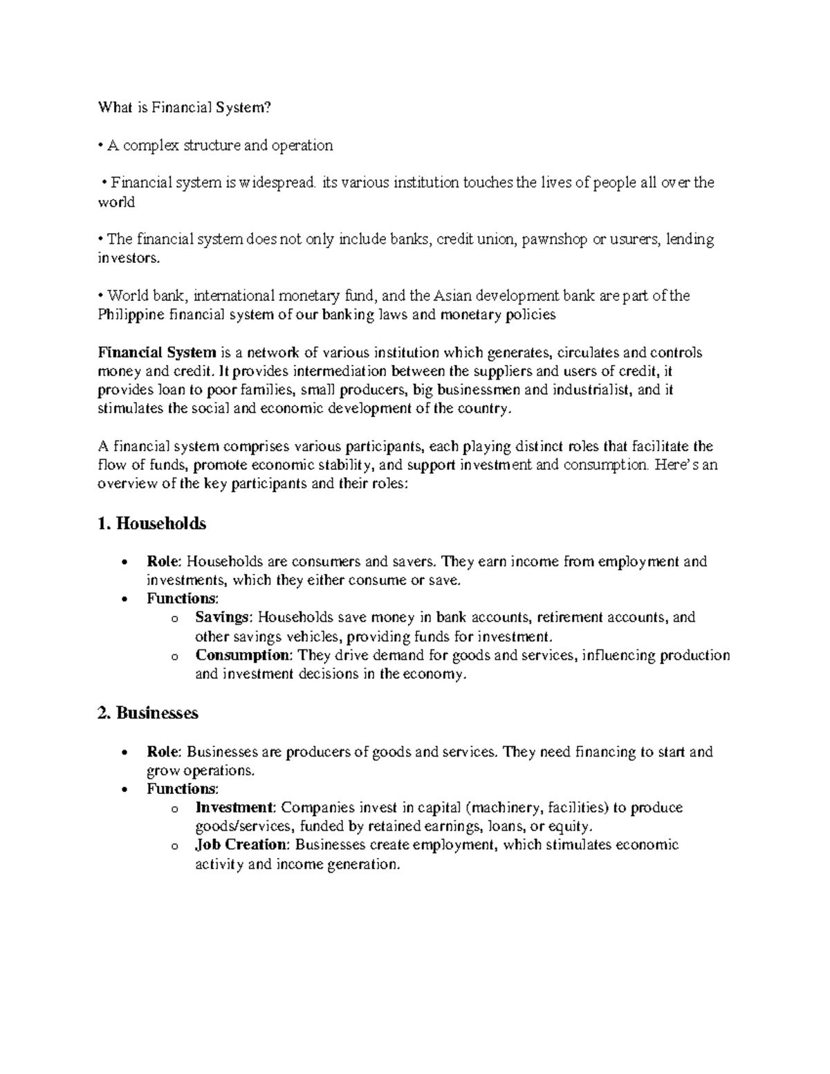 Chapter-X - Lec - What is Financial System? • A complex structure and ...