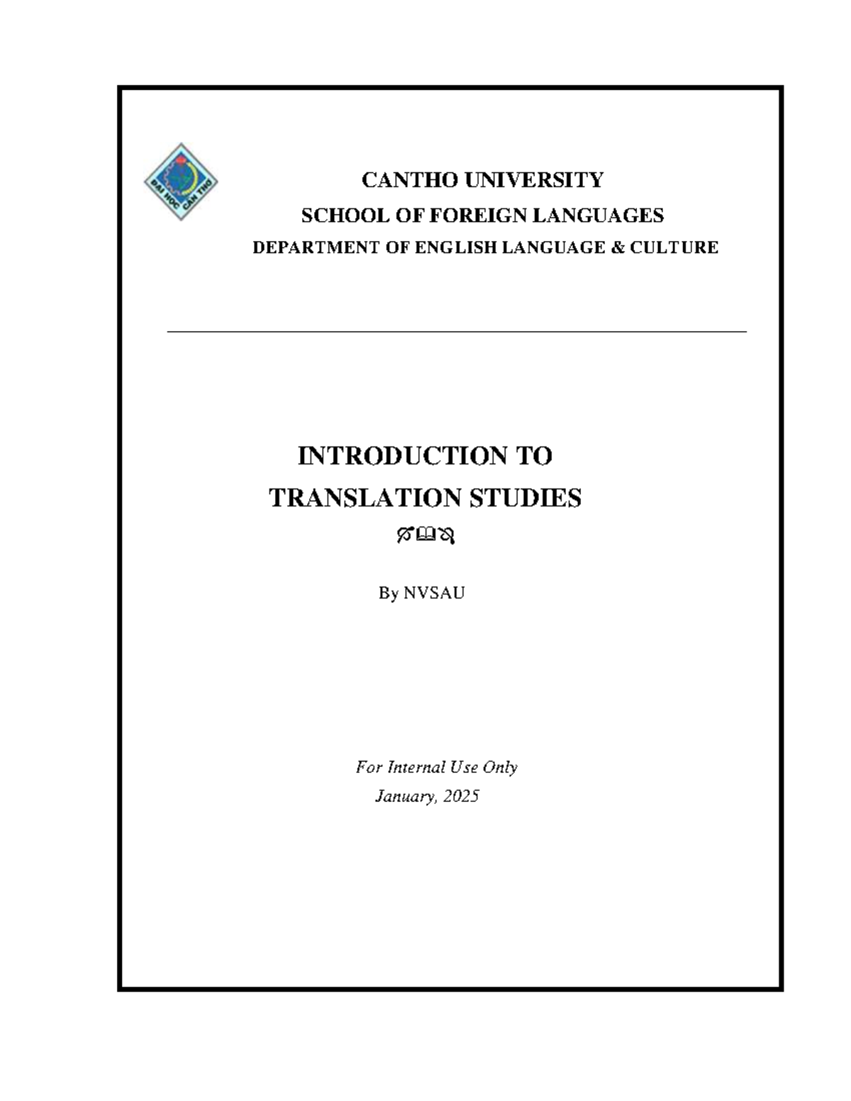 Introduction to Translation Studies (NVSAU) - Course Overview 2025 ...