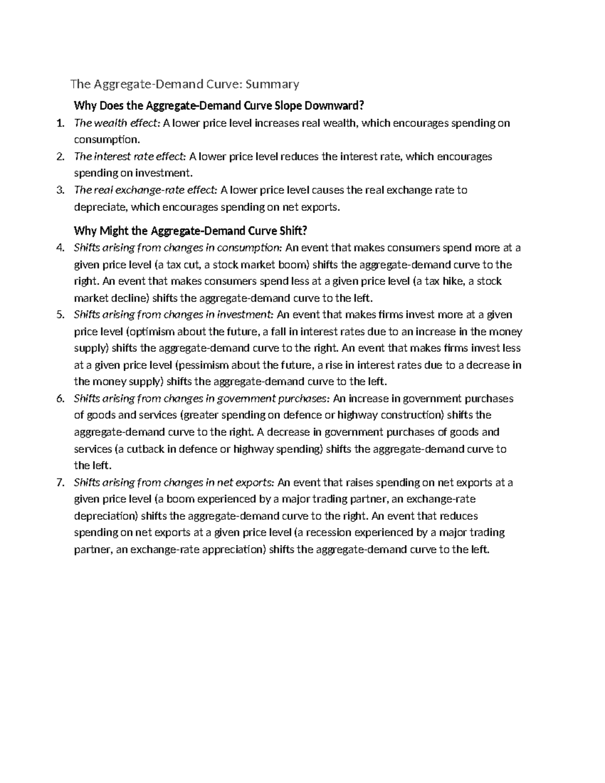 Ch 14 Aggregate Demand & Supply Curve Summary Notes - Studocu