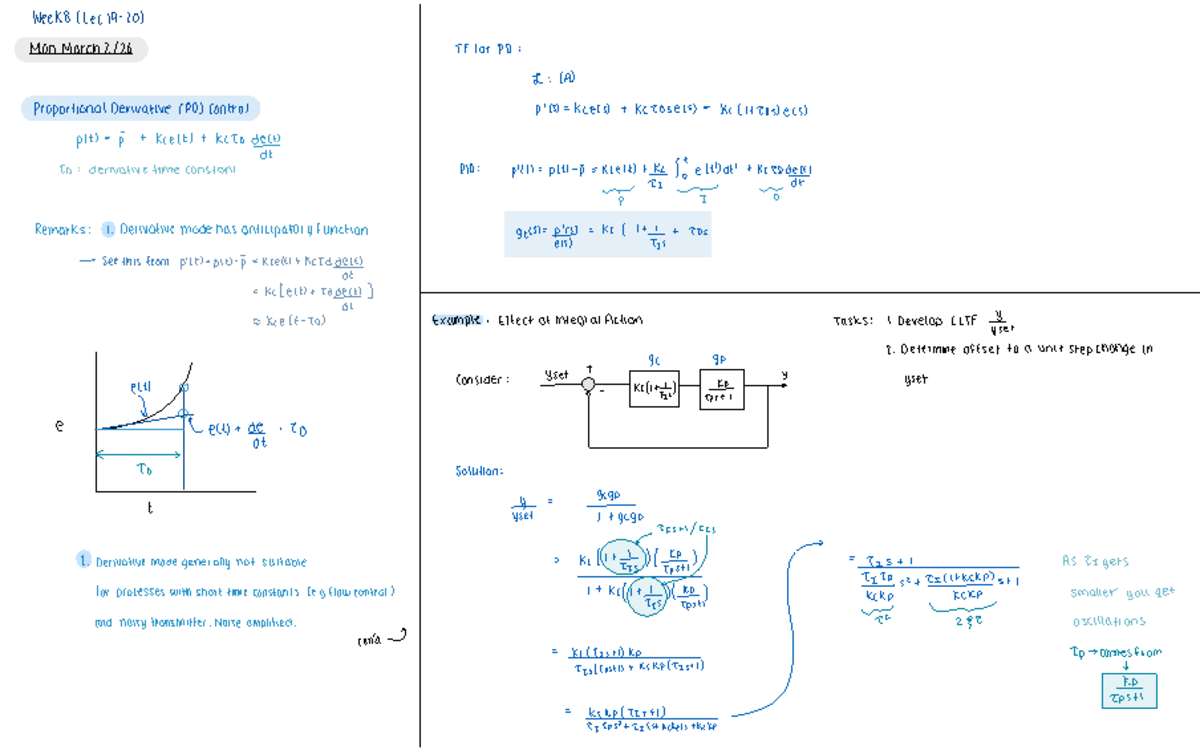 Week 8 Lecture Notes: Proportional Derivative Control (PD) - Studocu