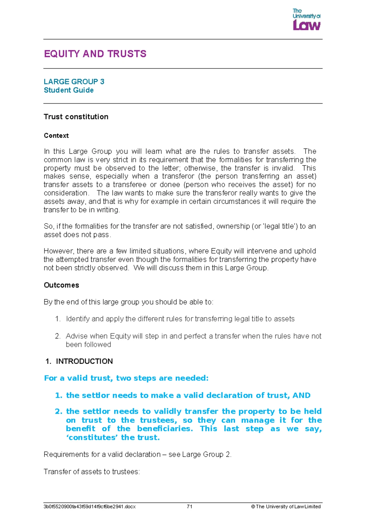 EQUITY AND TRUSTS LARGE GROUP 1: Understanding Trusts and Their ...