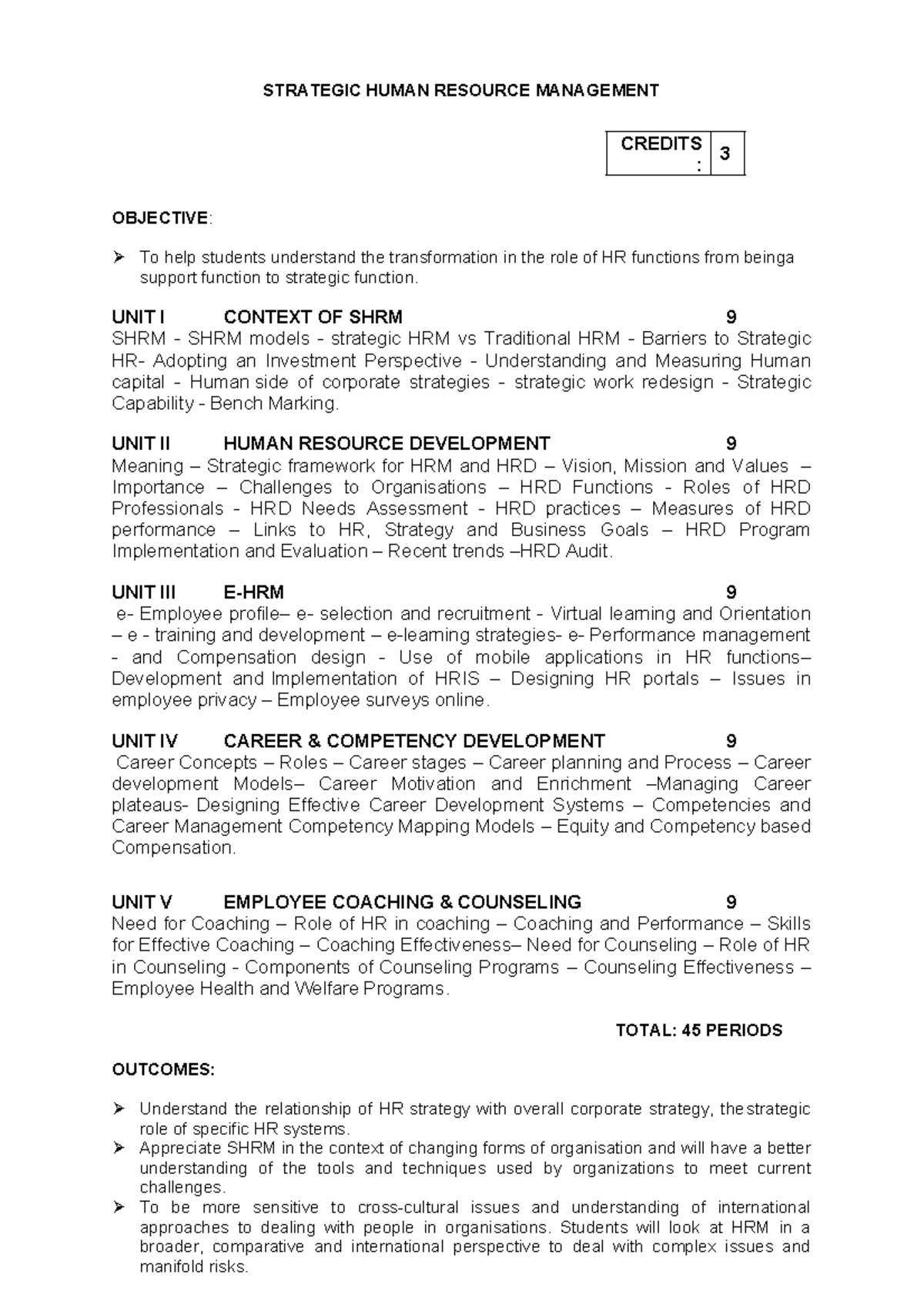 III Sem - Strategic Human Resource Management Overview and Key Concepts ...