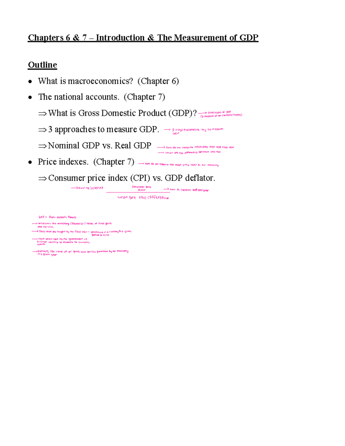 Chapters 6 & 7: Understanding GDP & Macroeconomics Concepts - Studocu