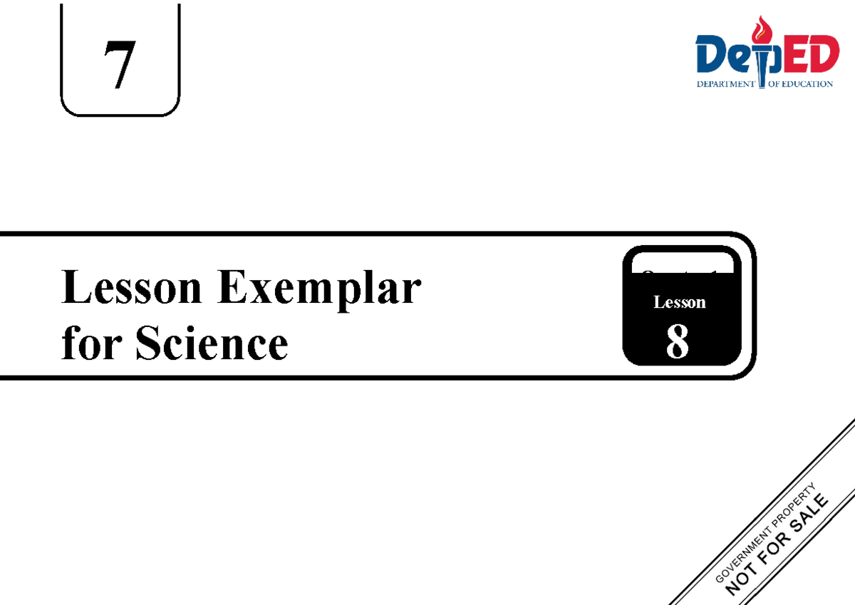 Q1 LE Science 7 Lesson 8 Week 8 - 7 Lesson Exemplar for Science Quarter ...