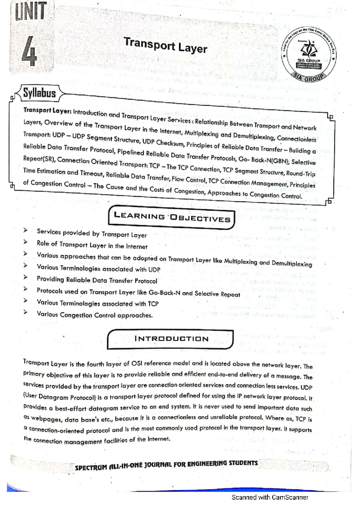 Transport Layer Overview: Key Concepts and Protocols (DCN-4) - Studocu