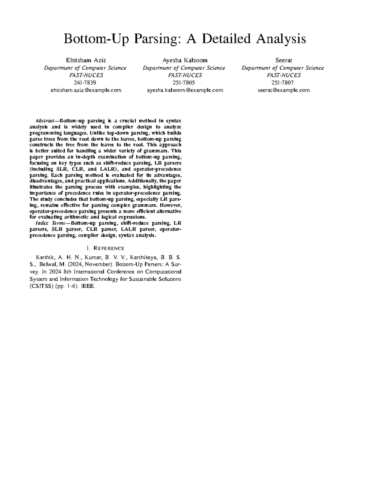 Parsing Techniques: A Comprehensive Study in Compiler Design - Studocu