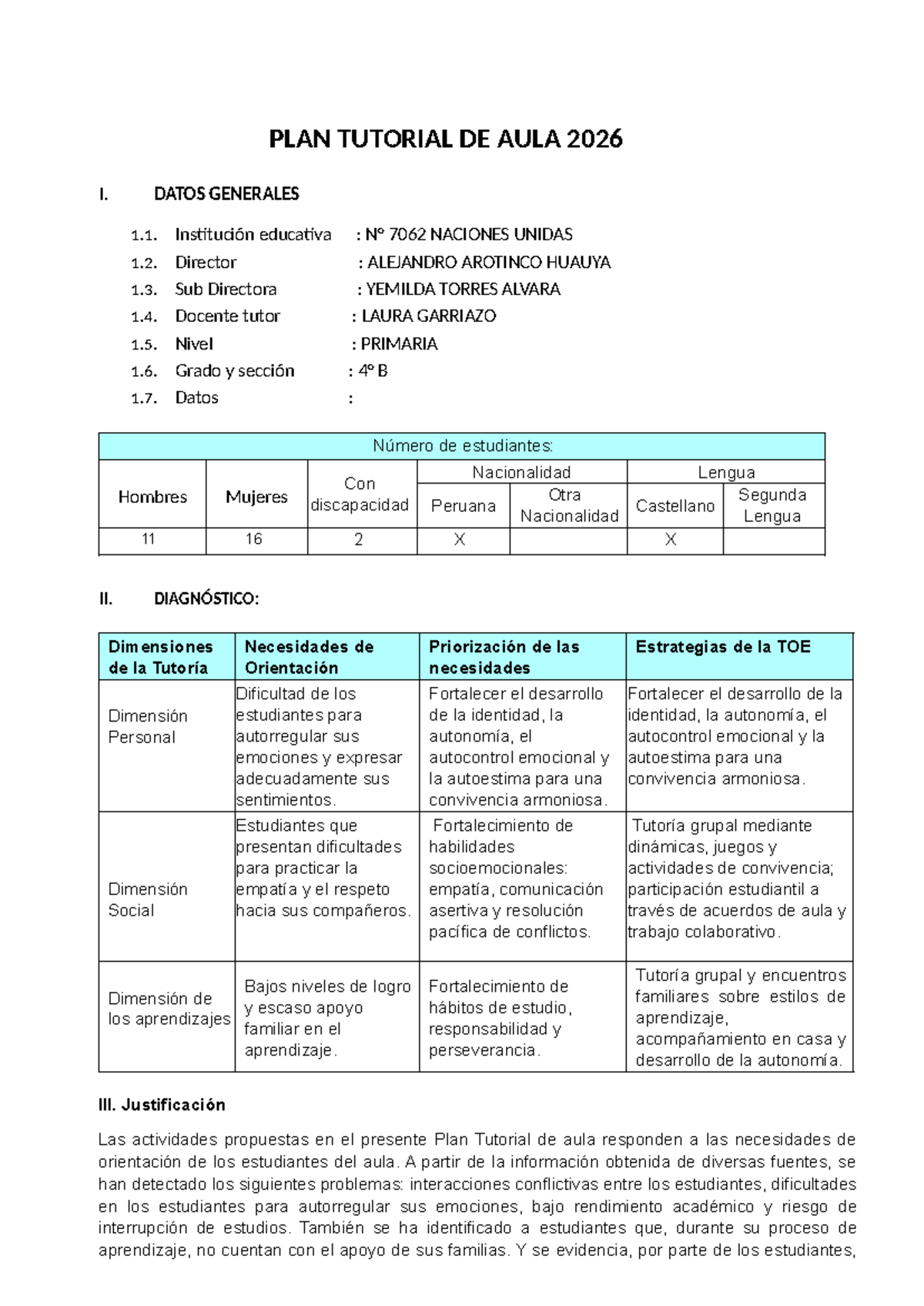 Plan Tutorial de Aula 2026 I - Estrategias y Actividades ...