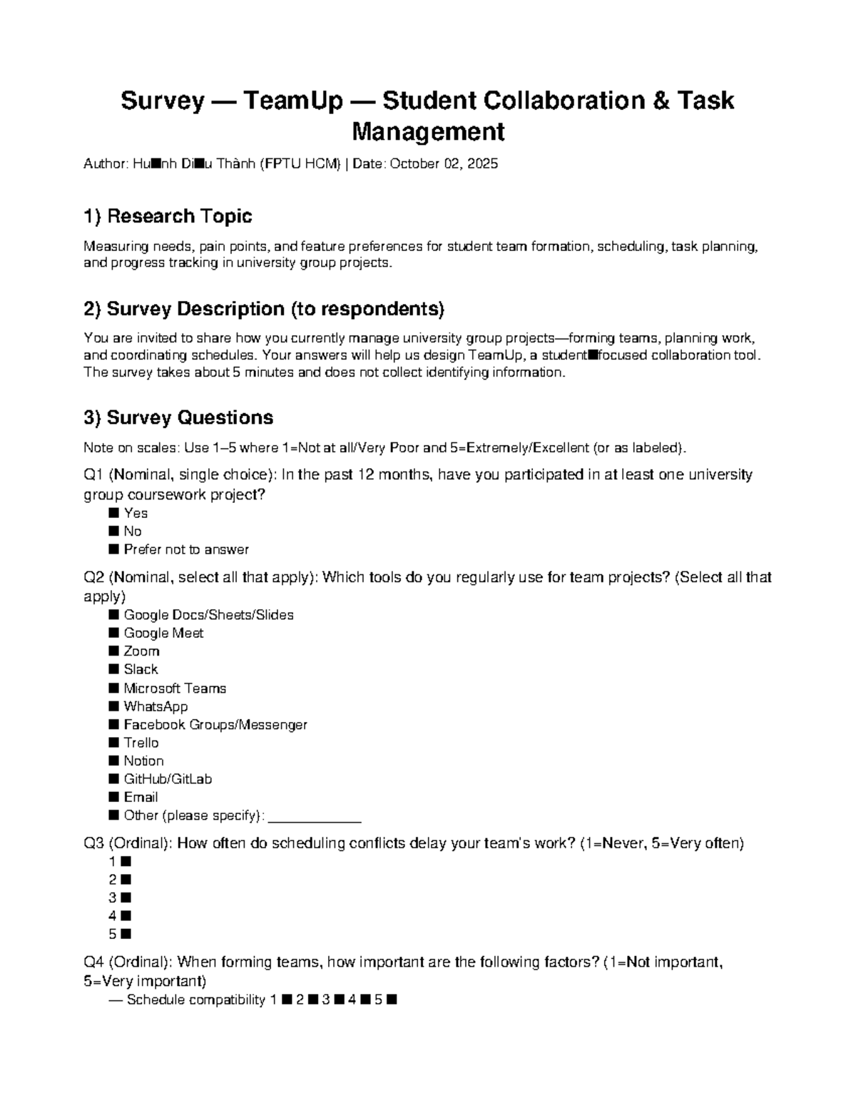 TeamUp Survey Assignment: Student Collaboration Tool Insights - Studocu