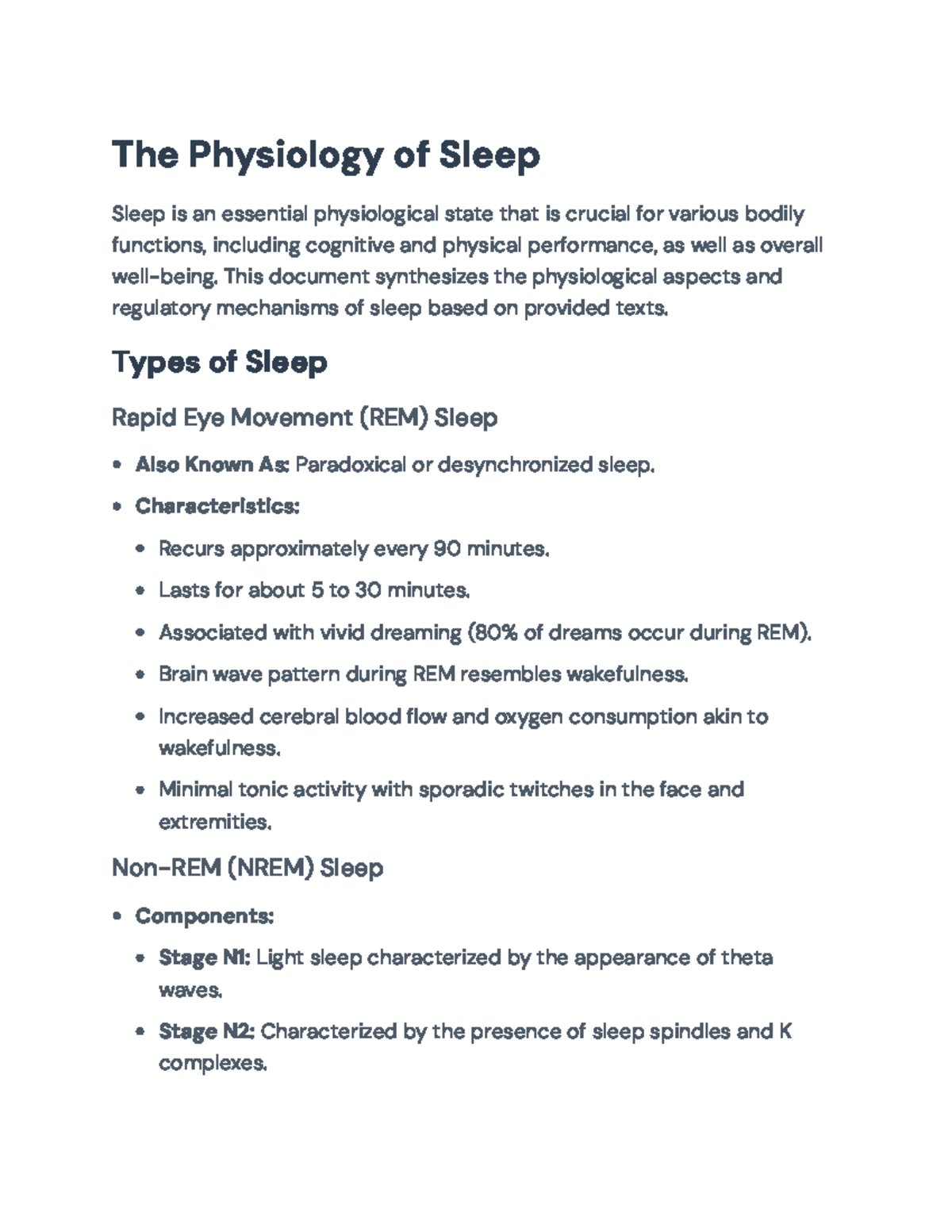 Physiology of Sleep: Mechanisms & Regulation (BIO 101 Lecture Notes ...