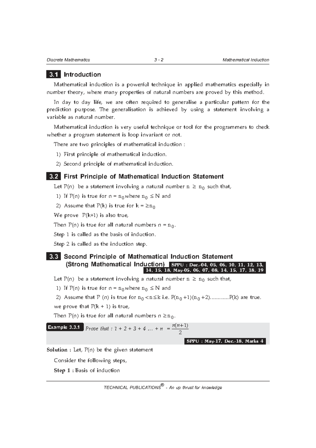 Discrete Mathematics SPPU: Mathematical Induction Notes - Studocu