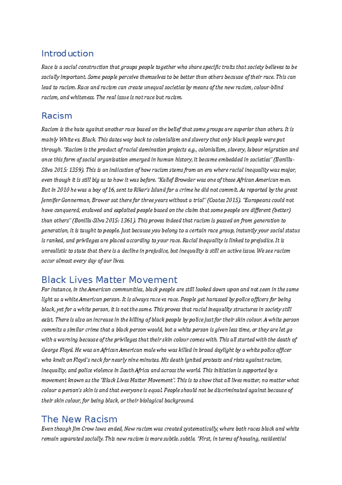 Race and Racism essay - SOC 110 - UP - Studocu