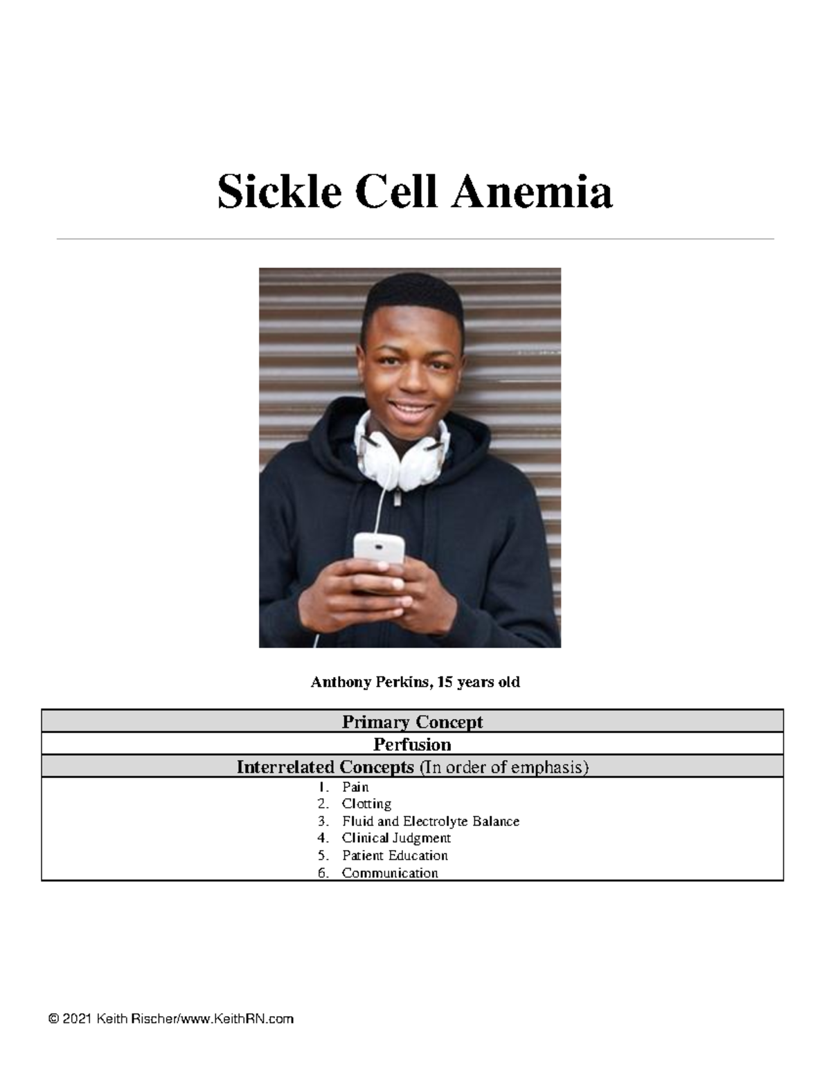 Sickle Cell Case Study: Patient Anthony Perkins, Age 15 - Studocu