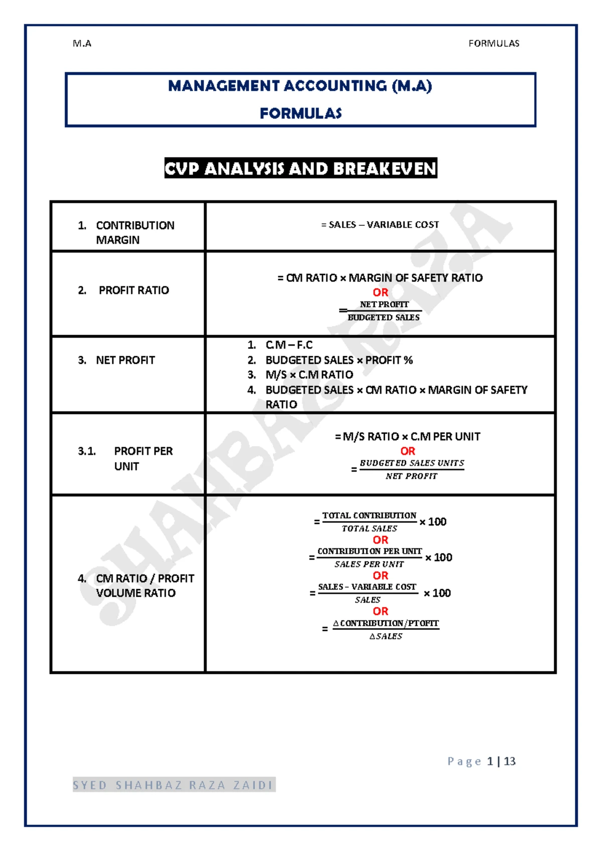 PP Descriptives-AMA - Notes - Advance Management Accounting (AMA ...