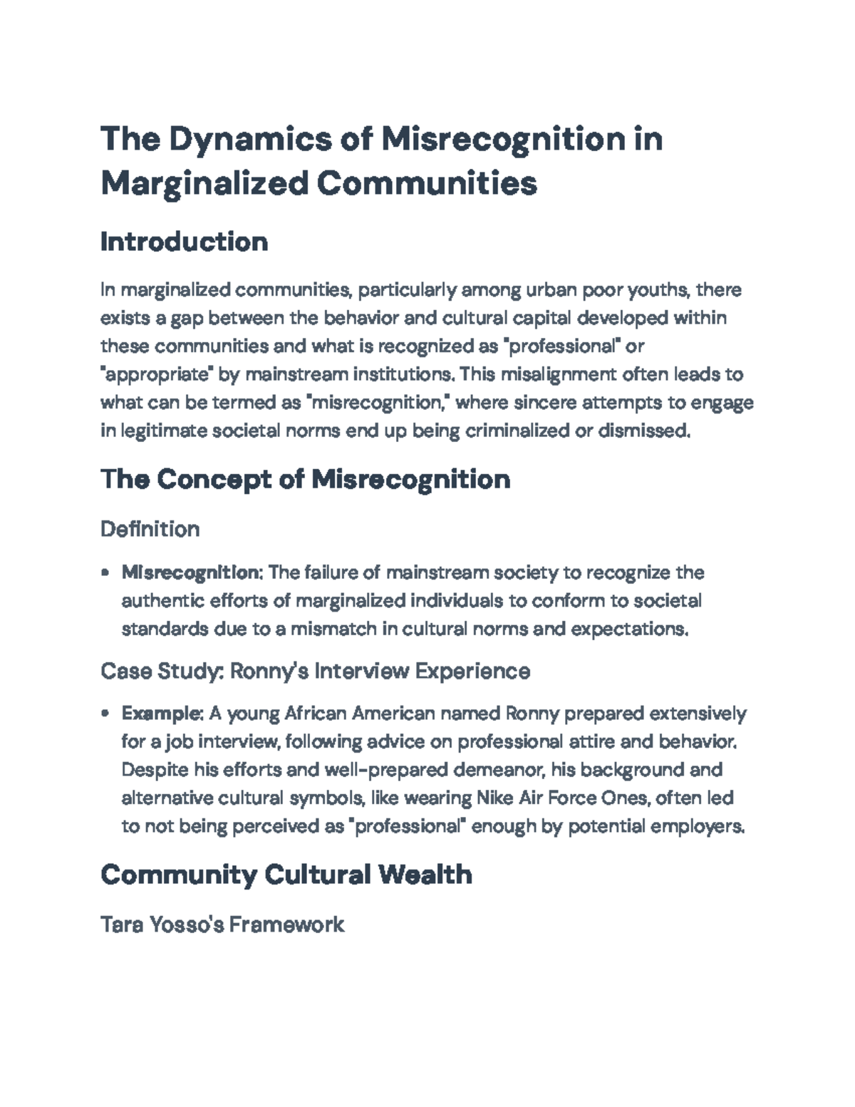 Dynamics of Misrecognition in Marginalized Communities - The Dynamics ...