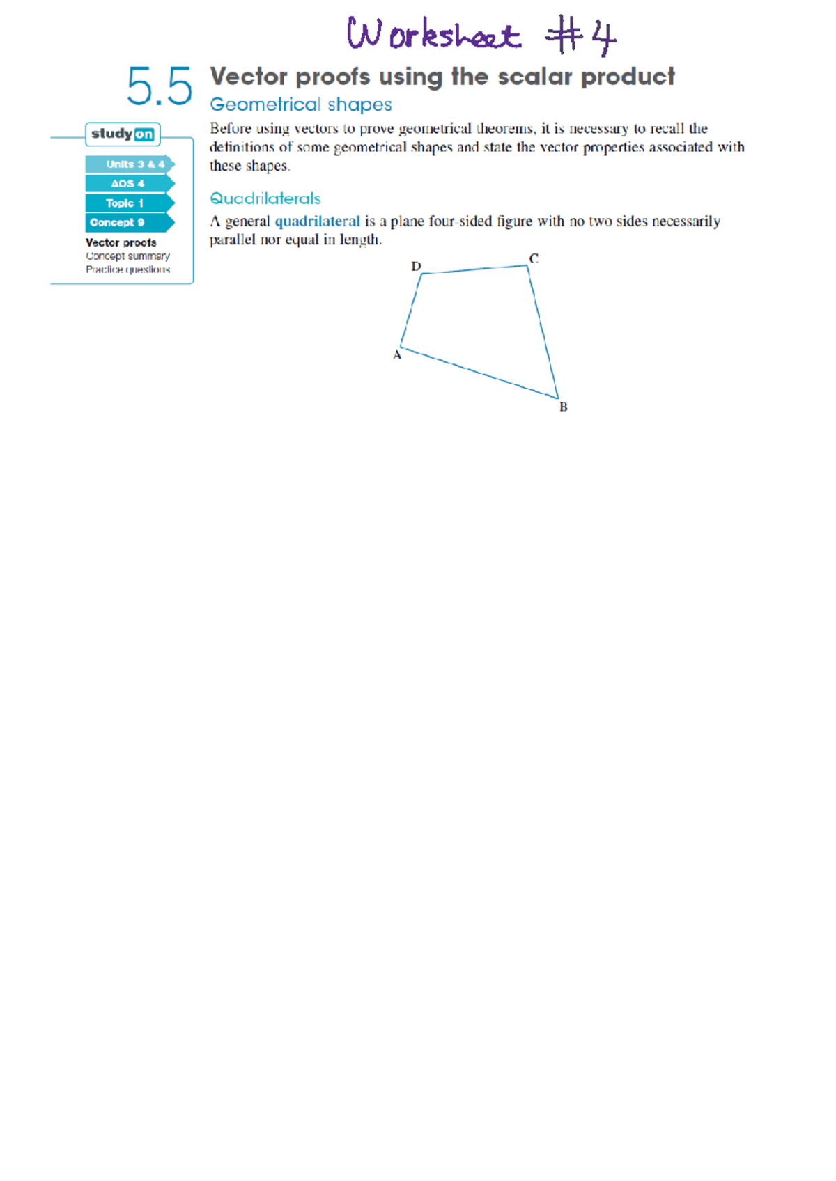 Worksheet 5.5: Vector Proofs & Geometrical Shapes Study - Studocu