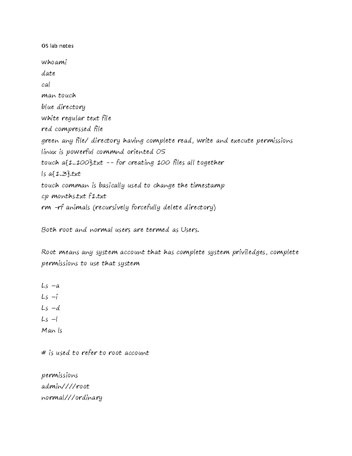 Lab Practicals OS - Introduction to Linux Commands and Exercises - Studocu