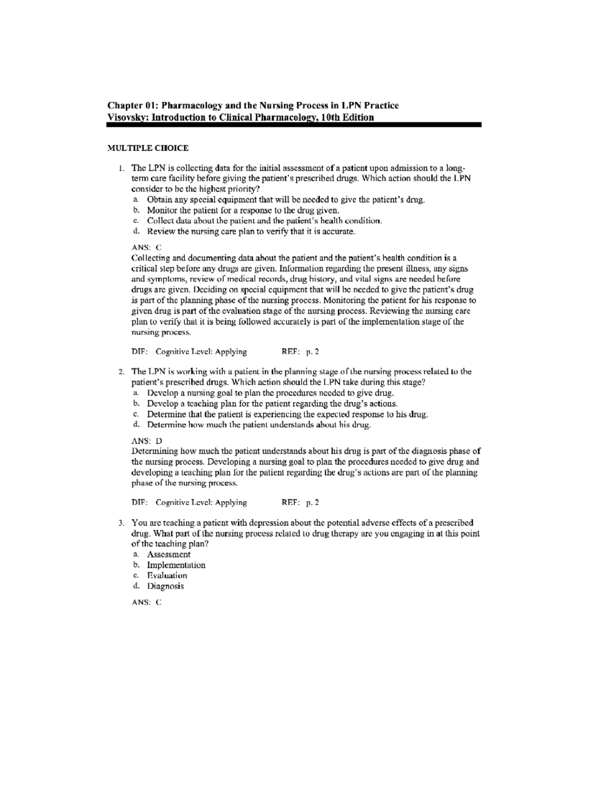 Pharm 101 - Chapter 1 Review: Nursing Process in Drug Administration ...