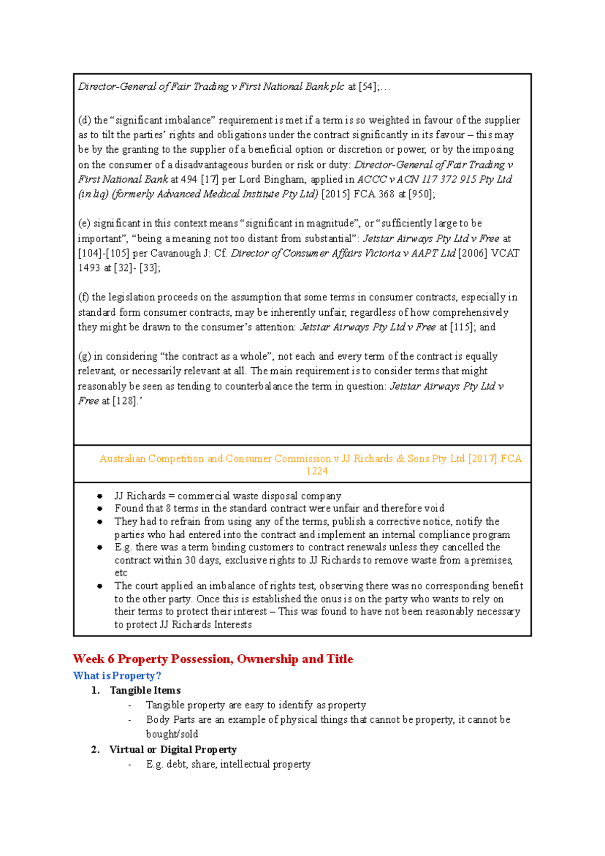 IPC 494: Week 6 Summary of Fair Trading and Property Rights - Studocu