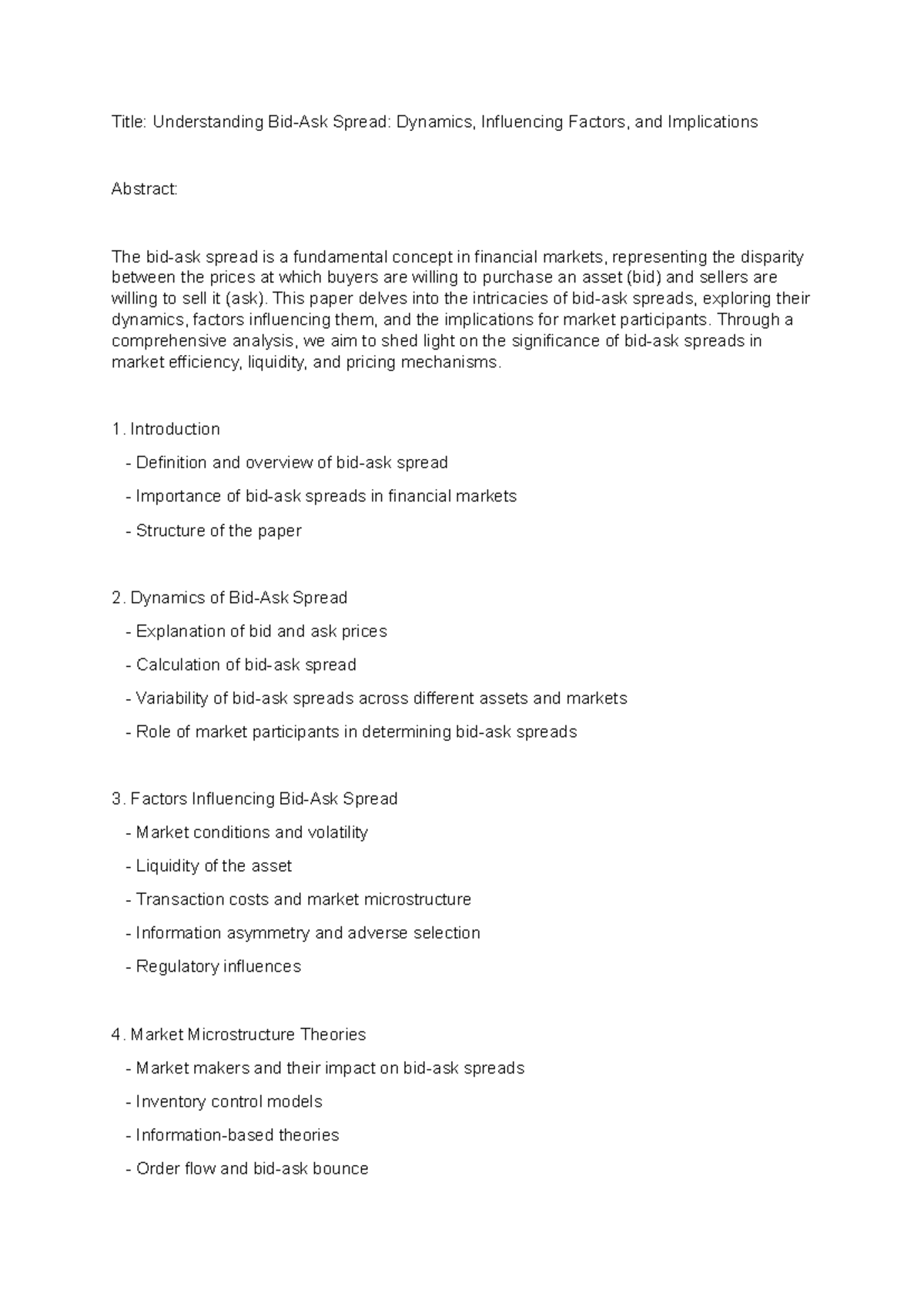 Understanding Bid-Ask Spread: Dynamics & Implications in Finance - Studocu