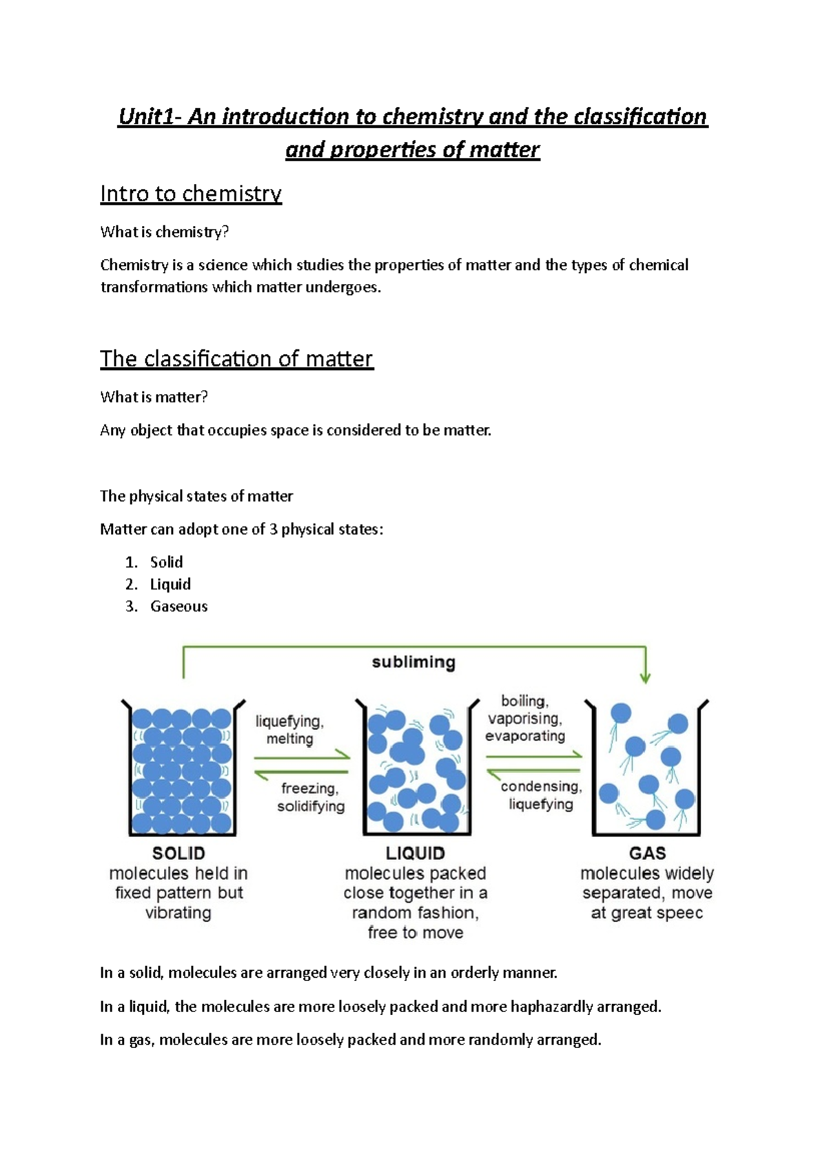 Chemistry 101: Properties and Classification of Matter - Studocu
