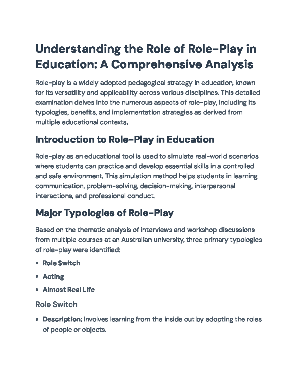 Understanding the Role of Role-Play in Education: A Comprehensive ...
