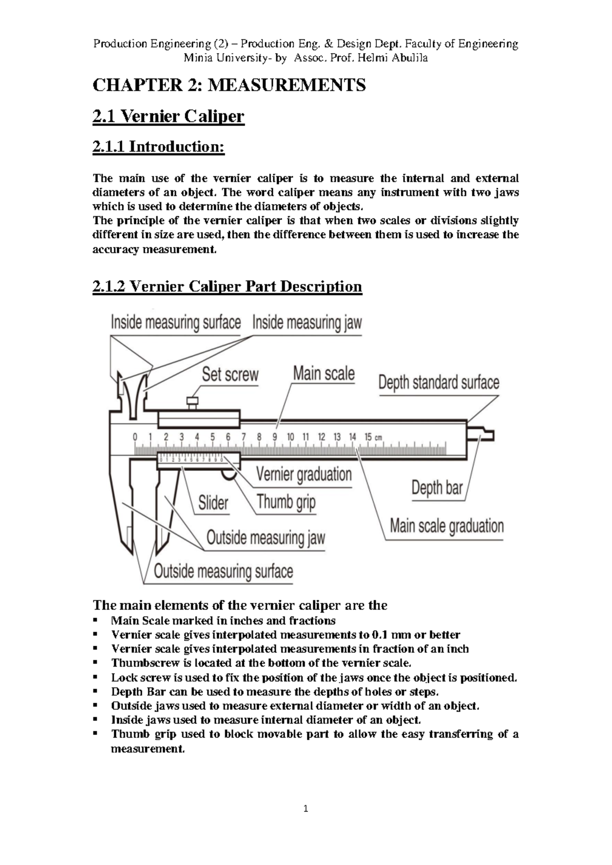 Production Engineering (2) Chapter 2: Measurements and Tools - Studocu