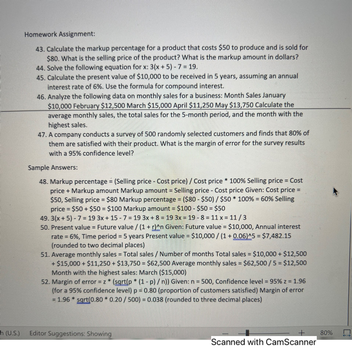 BM hw - Business Mathematic Homework assignment Practice materials ...