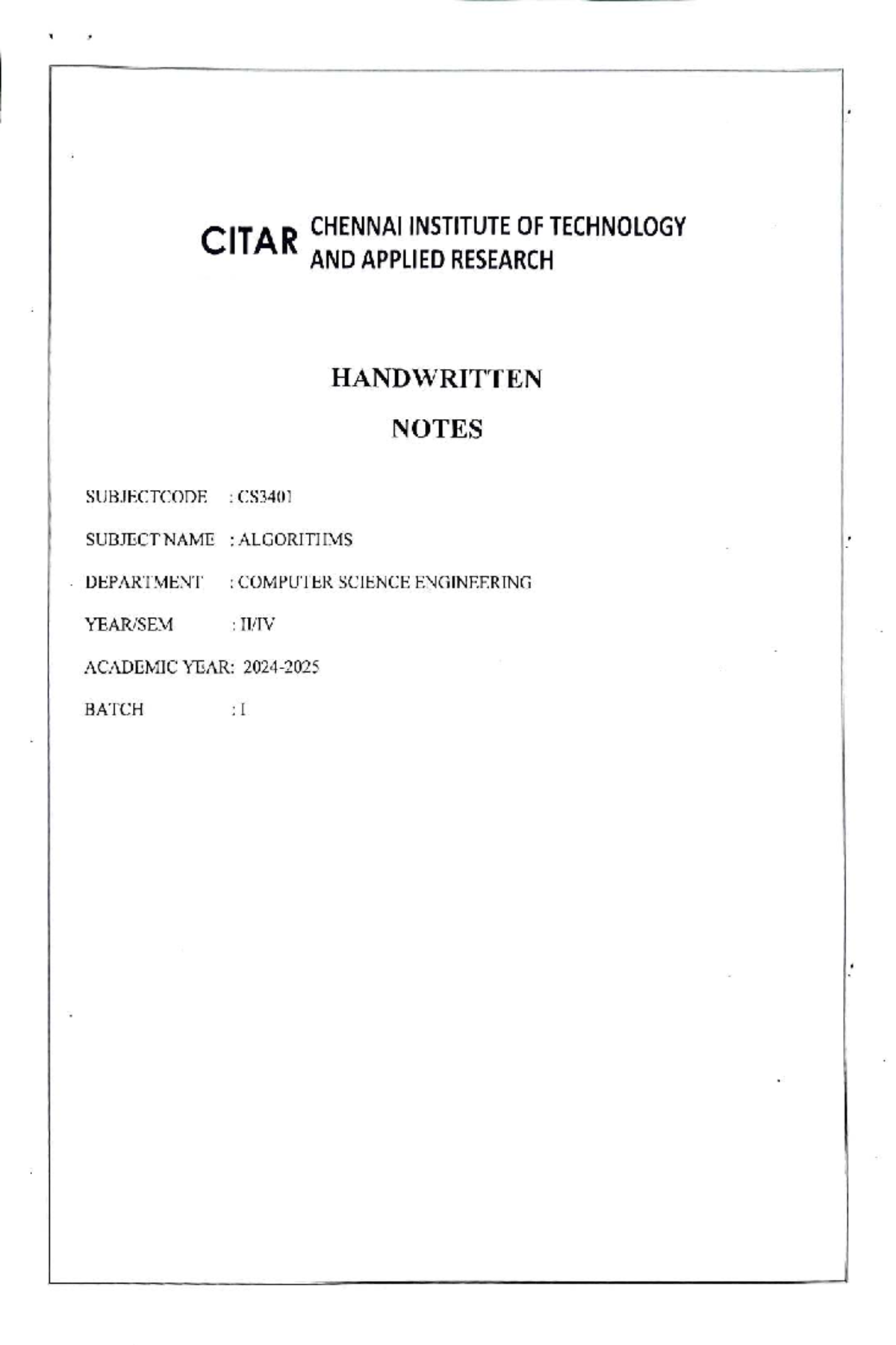 CS3401 Algorithms Handwritten Notes: Unit 2 - Graph Algorithms - Studocu