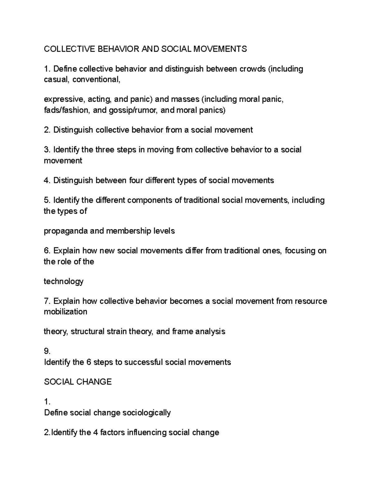 Collective Behavior and Social Movements Lecture Notes - Studocu