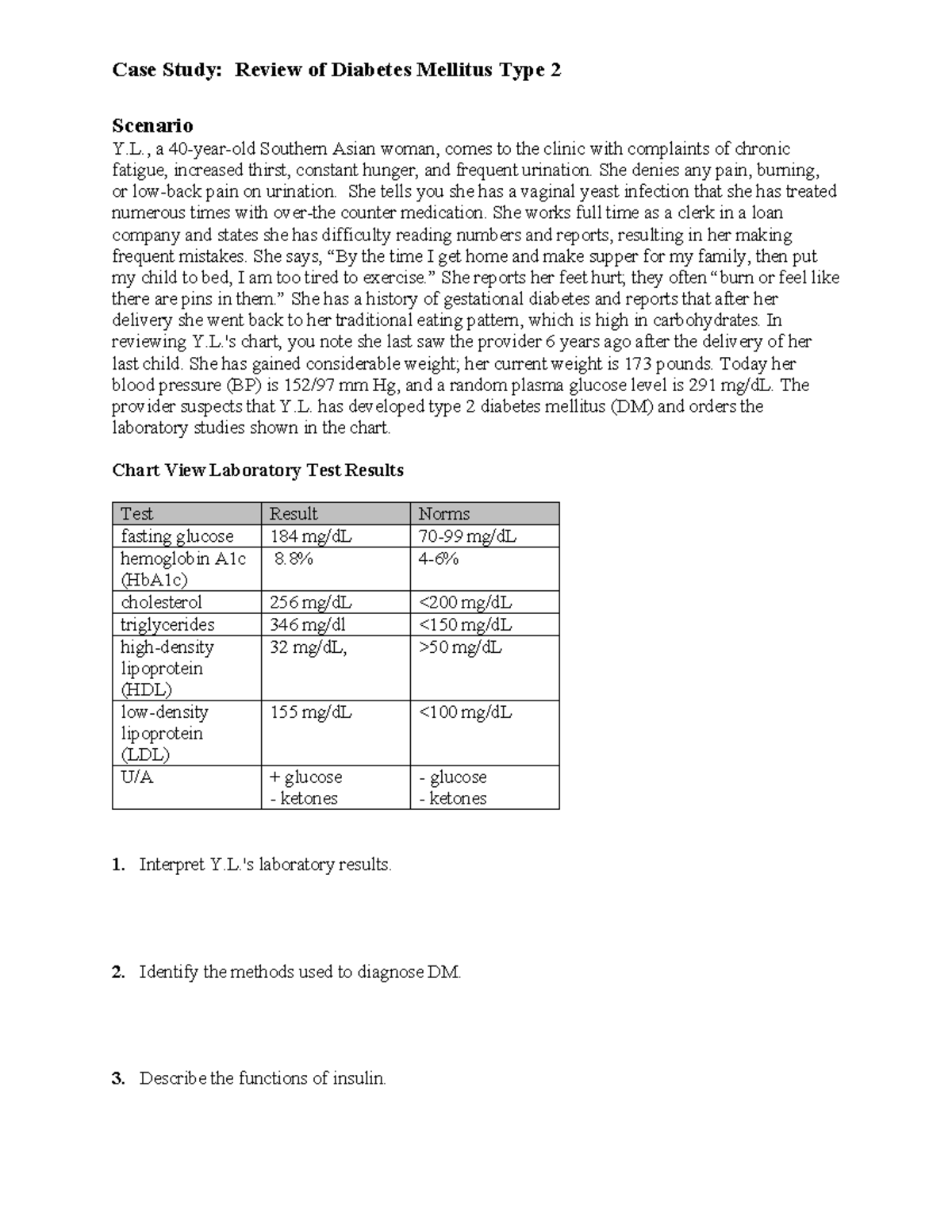 Case Study: Diabetes Mellitus Type 2 (DM) Patient Profile & Management ...