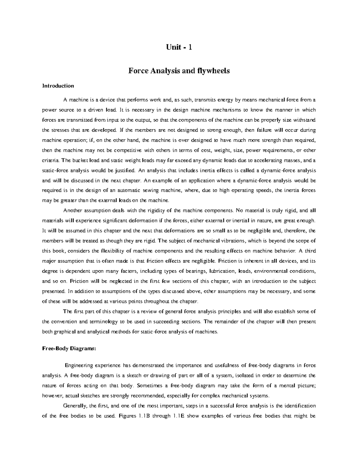Unit I: Static Force Analysis - Mechanical Systems Insights (ENGR-101 ...
