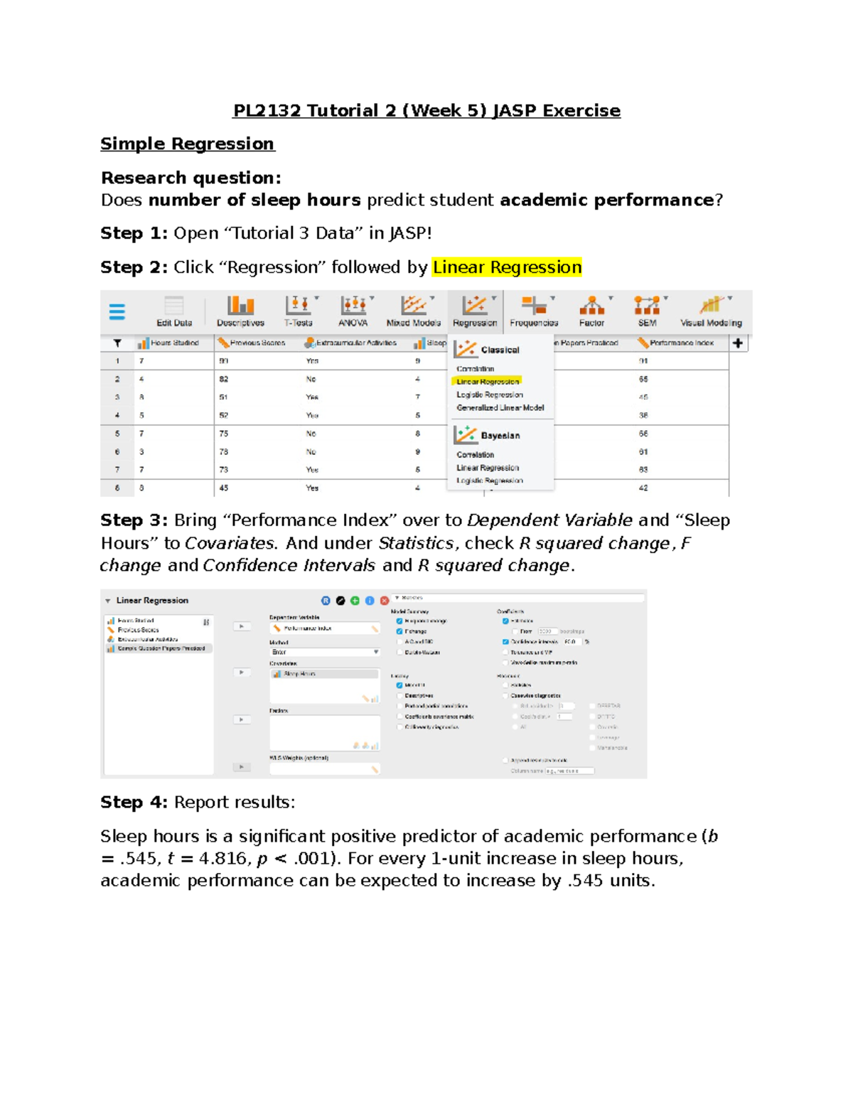 PL2132 Tutorial 3 Worksheet - PL2132 Tutorial 2 (Week 5) JASP Exercise ...
