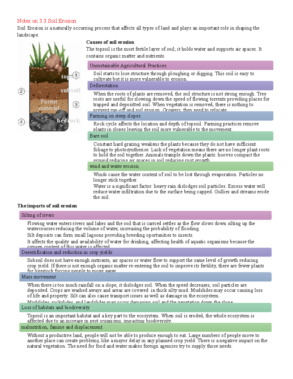 EM Unit 3.3 Stage 9: Understanding Soil Erosion and Its Impacts - Studocu