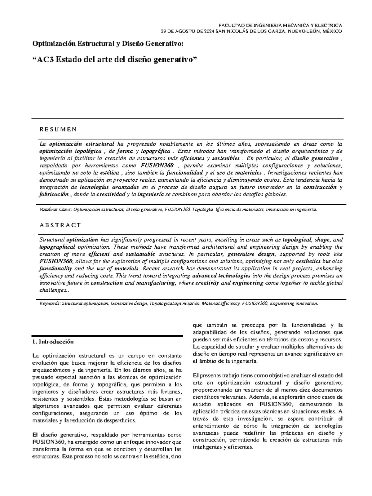 **AC3: Estado del Arte en Optimización Estructural y Diseño Generativo ...